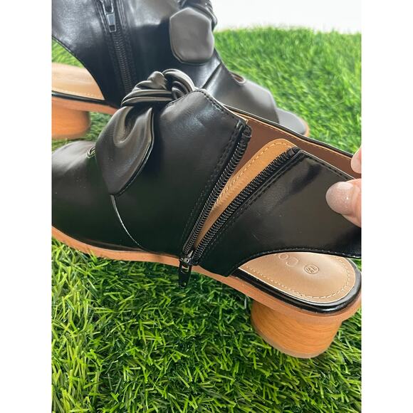 Womens Bow Knot Sandals Peep Toe Cut Out Side Zipper Boots Size 7.5 - Picture 6 of 7